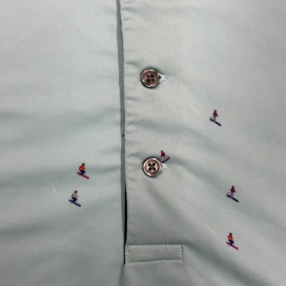 Greyson Golf Shirt Ski Man Pattern Baby Blue Stretch Polo XL - Picture 4 of 7